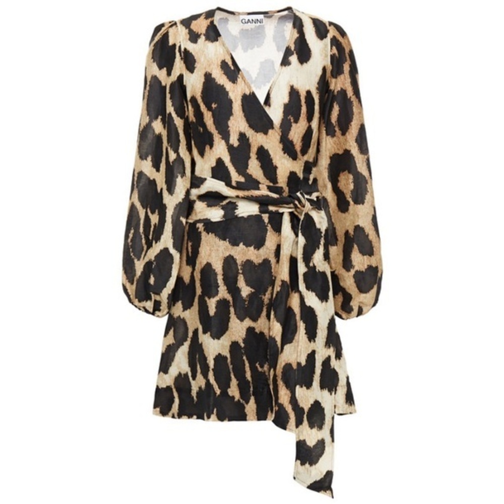 Gianni Leopard Print Linen and Silk Voile Dress